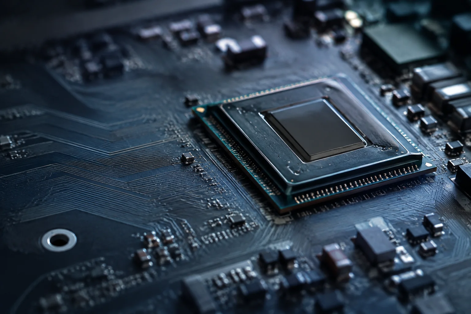 半導體晶片與電路細節,呈現 AI 運算與科技產業的基礎